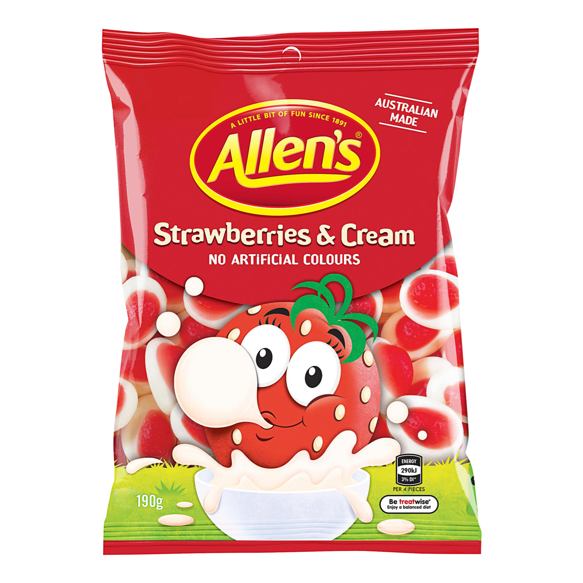 Allen's Lollies Strawberries & Cream Lollies Bag 190g
