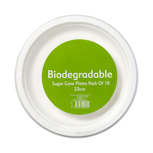 Sugar Cane 23cm Biodegradable Plate 10pk