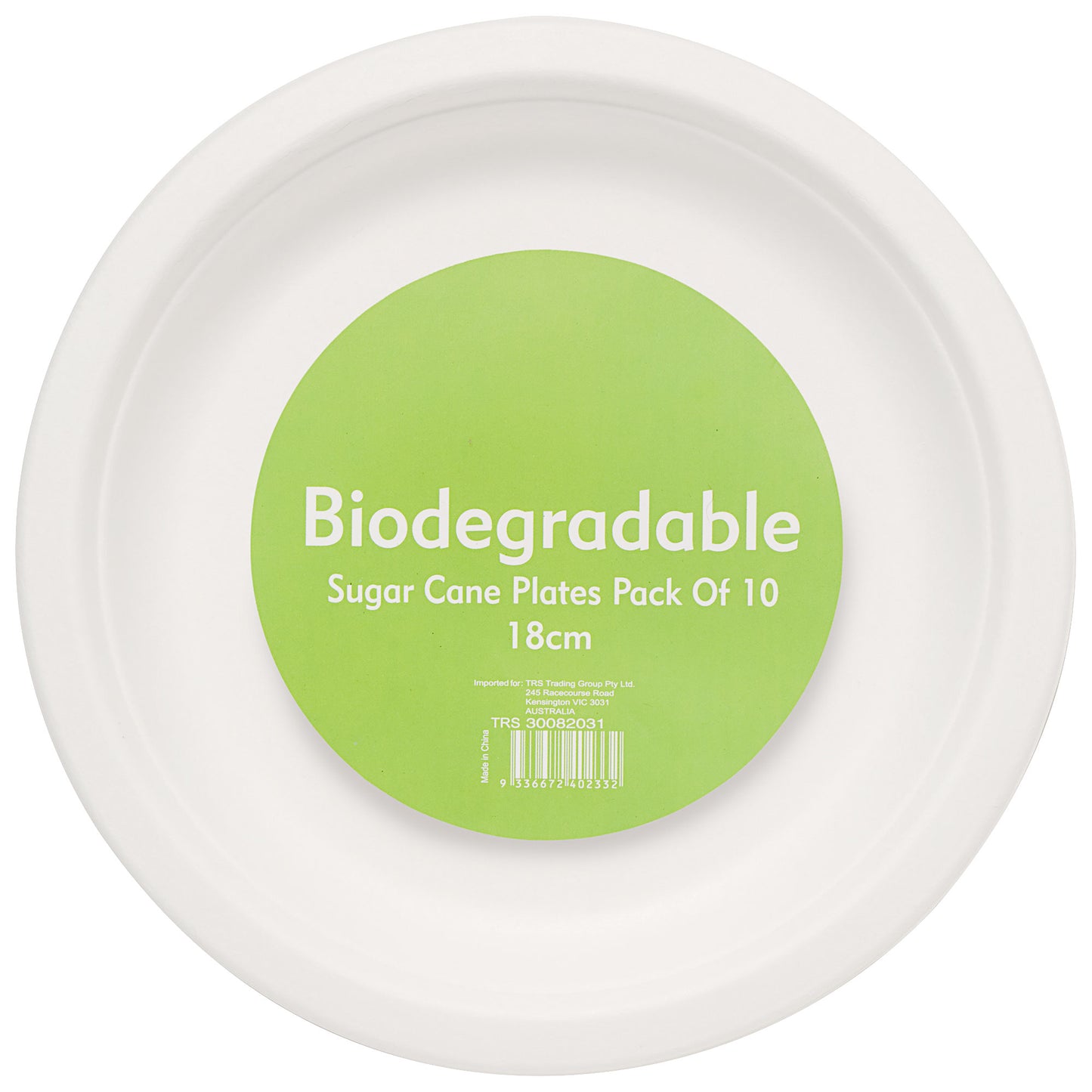 Biodegradable Plate Sugar Cane 18cm 10pk