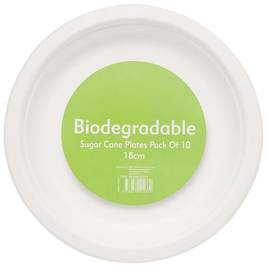 Biodegradable Plate Sugar Cane 18cm 10pk