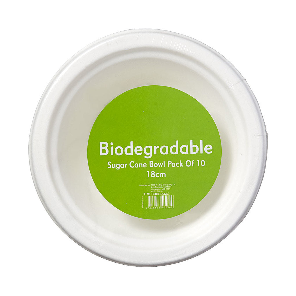 Sugar Cane 18cm Biodegradable Bowls 10pk