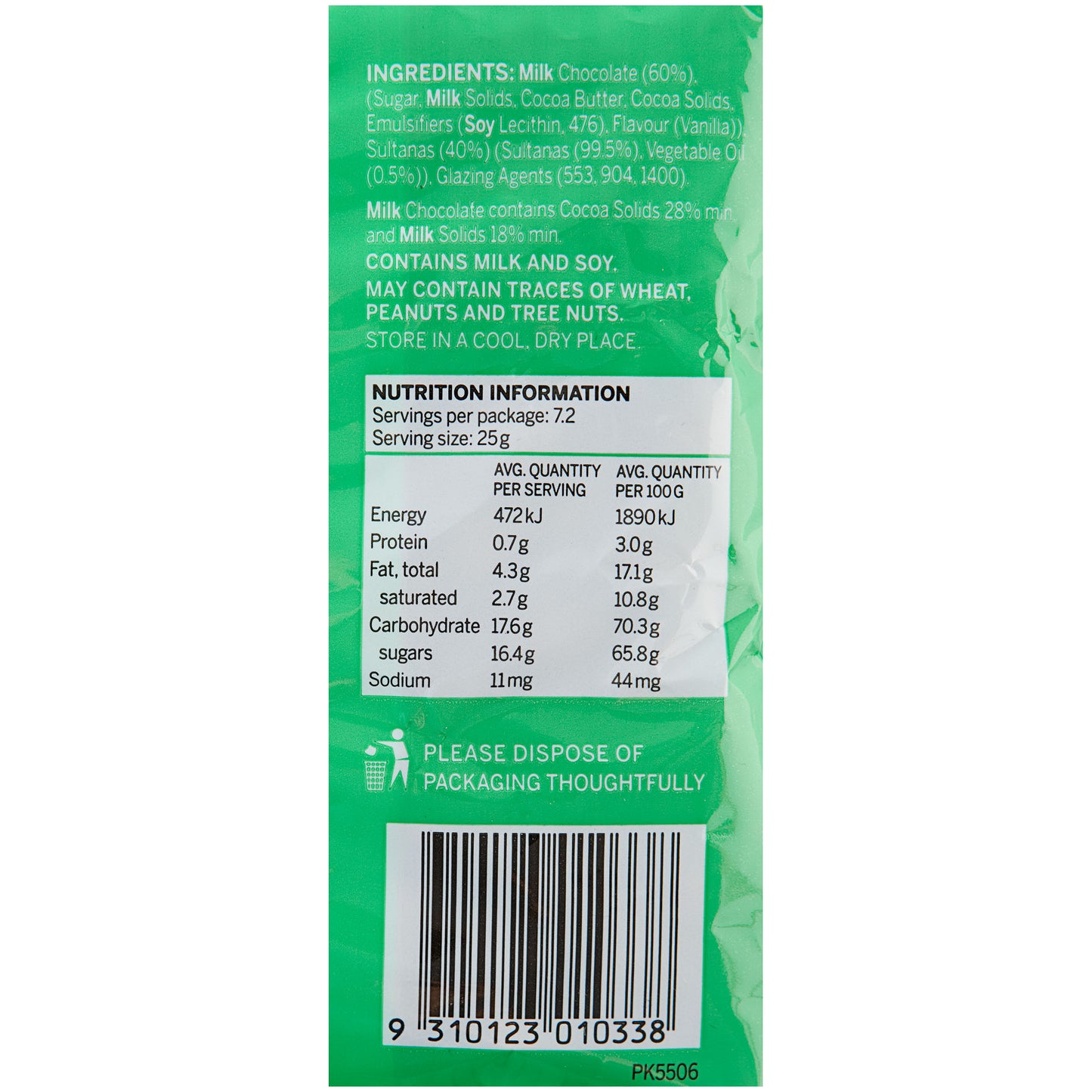 Ballantyne Milk Chocolate Sultanas 180g