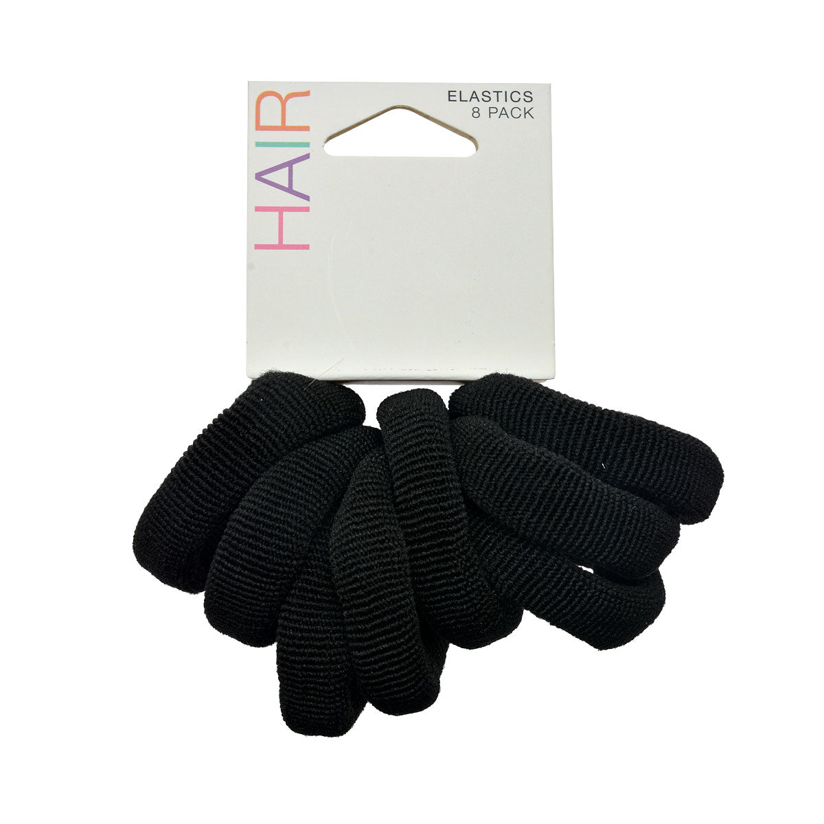 Hair Ring Flat Thick Black 8pk