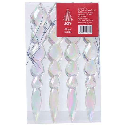 Iridescent Icicle Tree Decoration 4pk