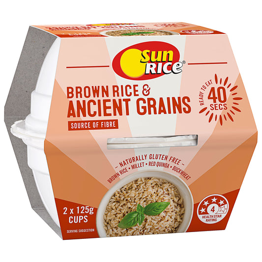 SunRice Brown Rice & Ancient Grains Cups 2x125g