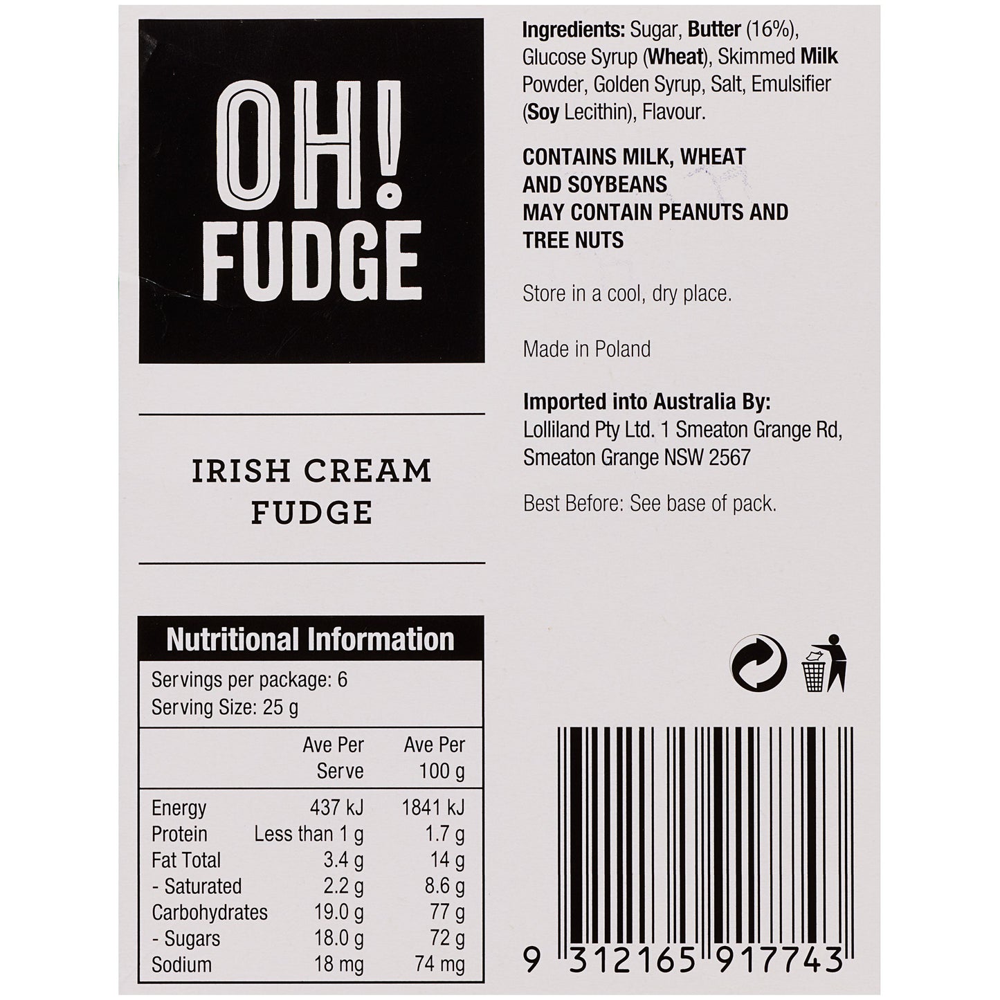 Oh Fudge! Irish Cream 150g
