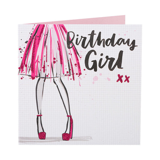Contemporary Pink Dress Birthday Card