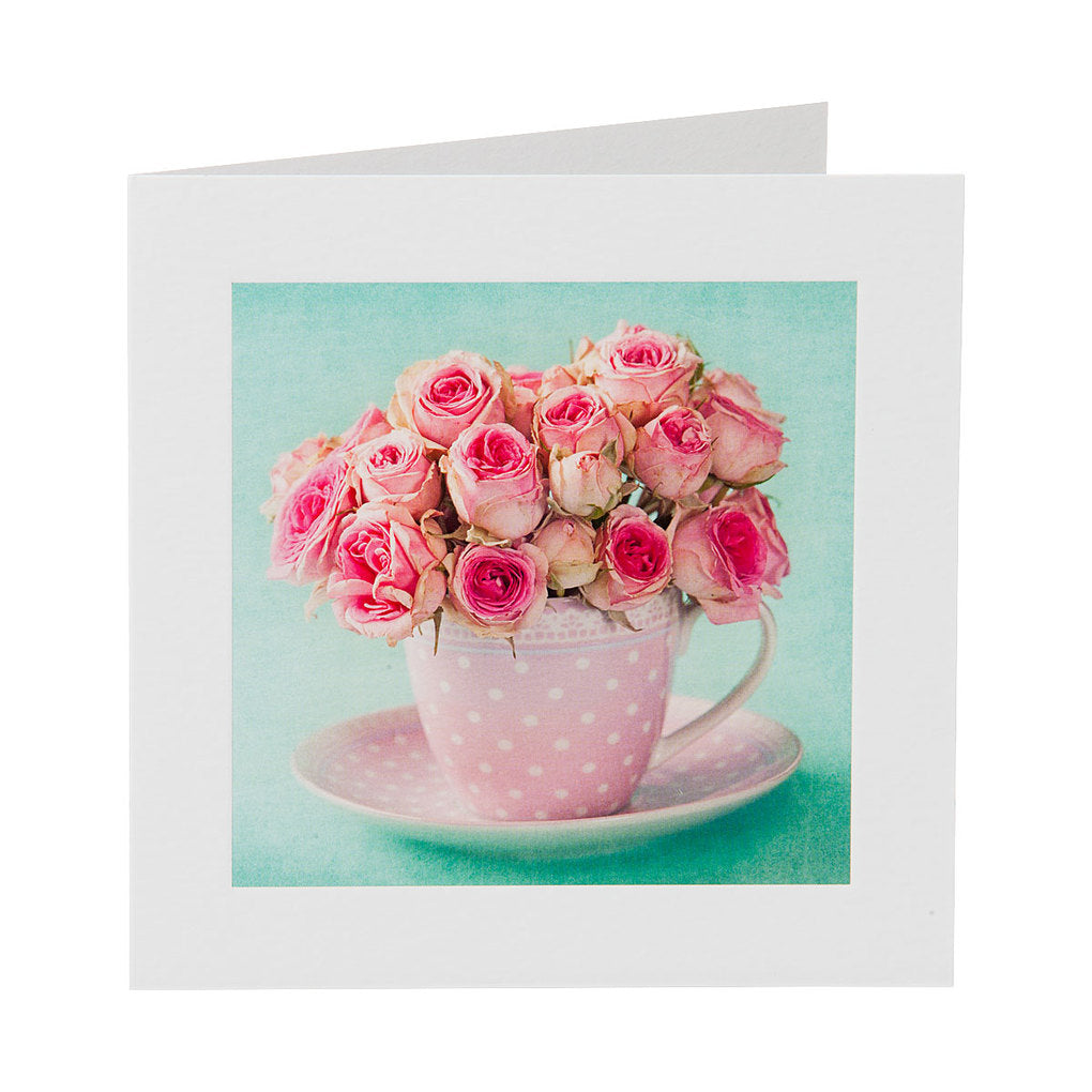 Traditional Roses Tea Cup Greeting Card
