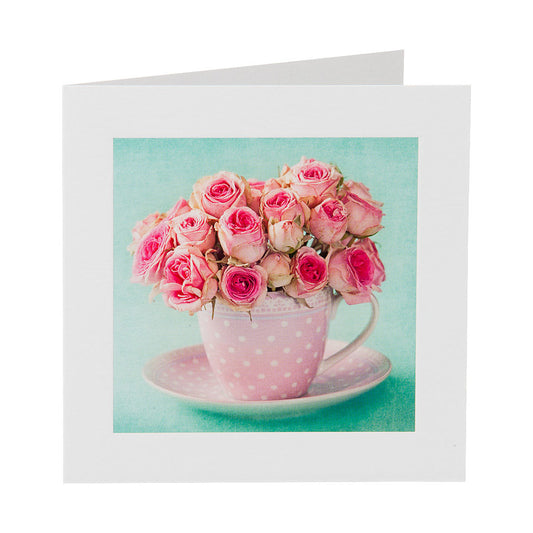 Traditional Roses Tea Cup Greeting Card