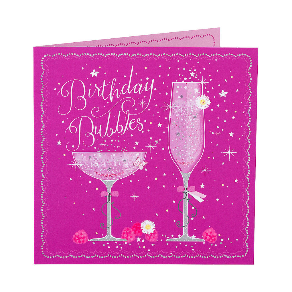 Cute Pink Bubbles Birthday Card For Her