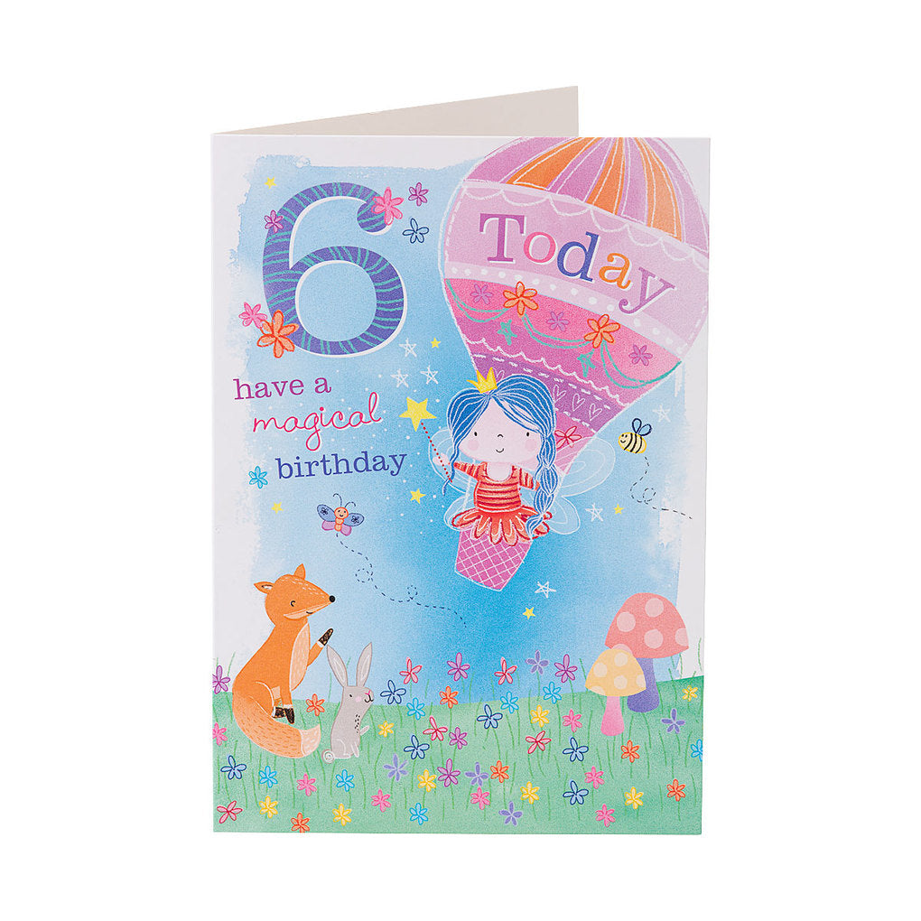Cute Animal 6th Old Girl Birthday Card