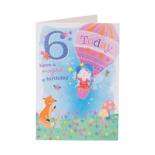 Cute Animal 6th Old Girl Birthday Card