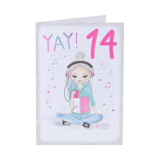 Contemporary Girl 14th Birthday Card