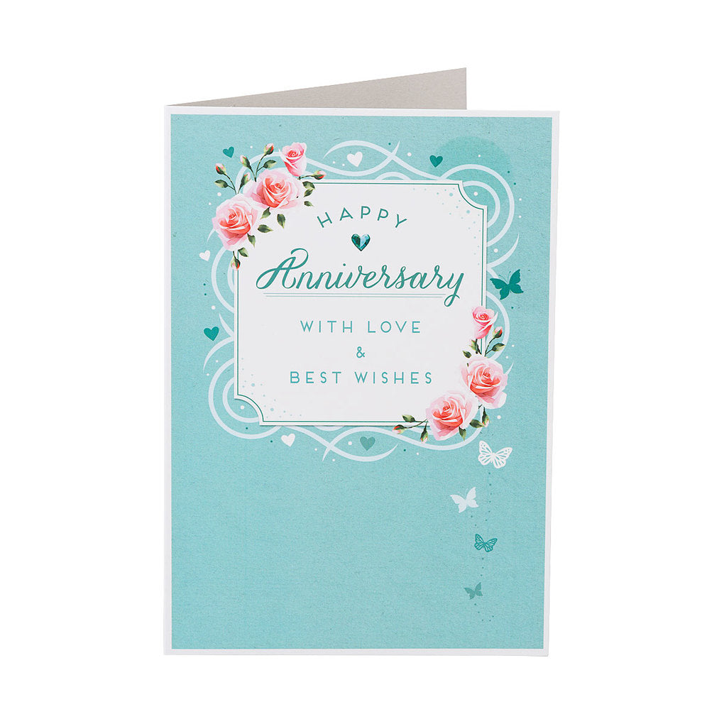 Traditional Blue Happy Anniversary Card