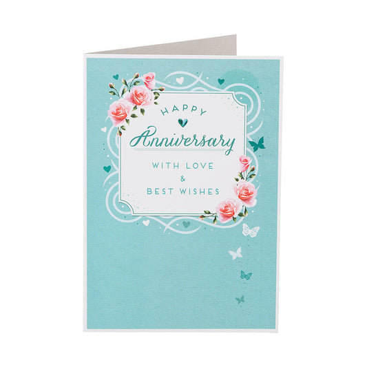 Traditional Blue Happy Anniversary Card