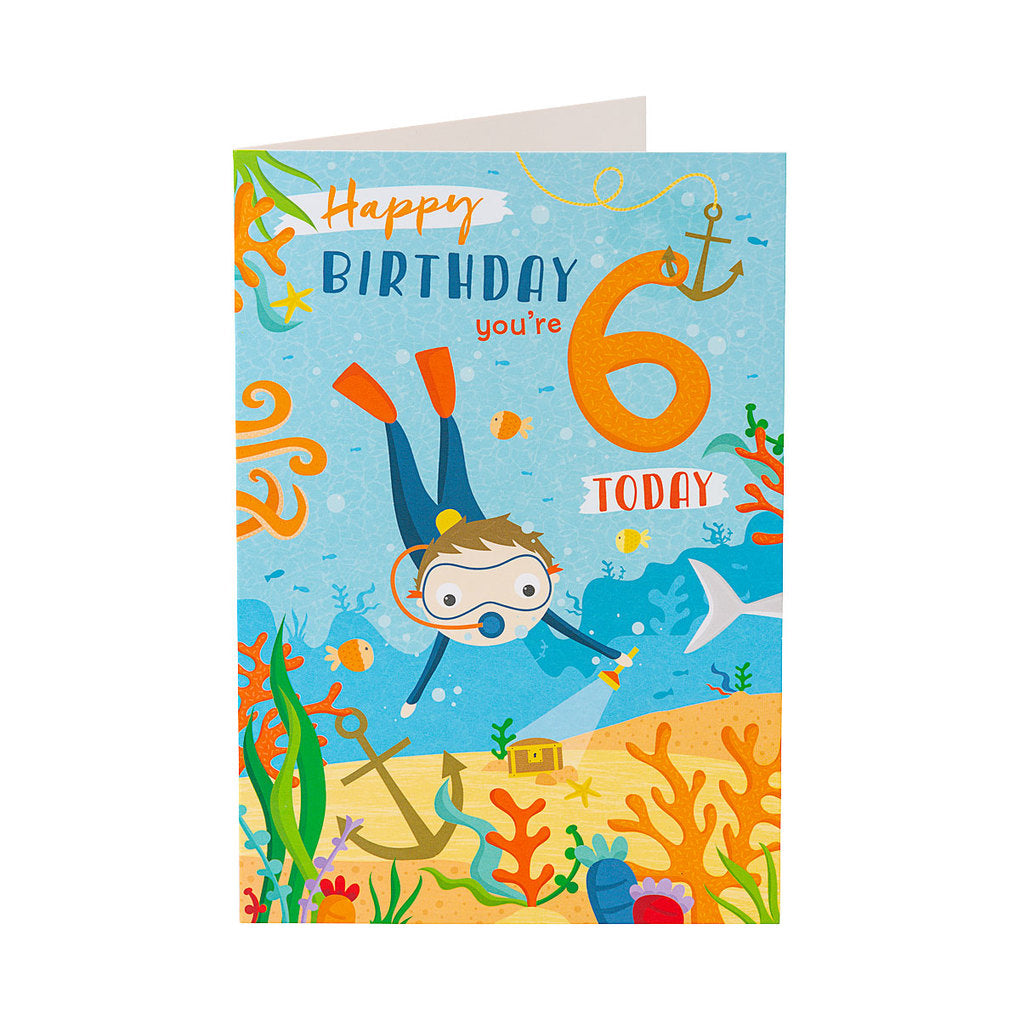 Cute Underwater 6th Birthday Card