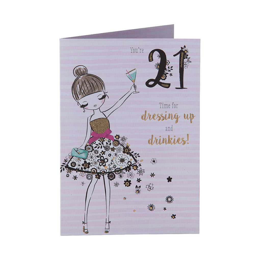 Cute Dress 21st Female Birthday Card