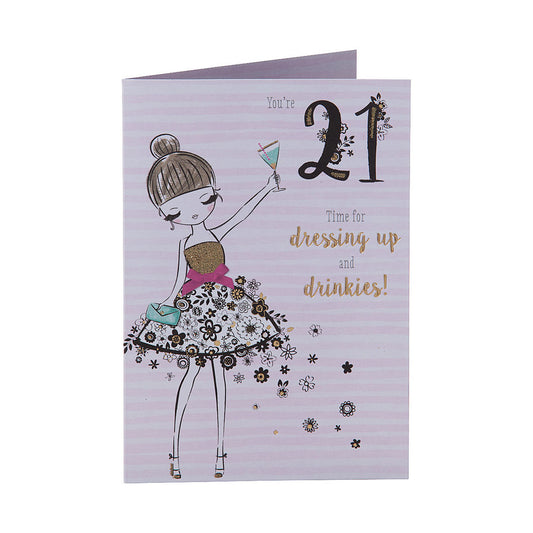 Cute Dress 21st Female Birthday Card