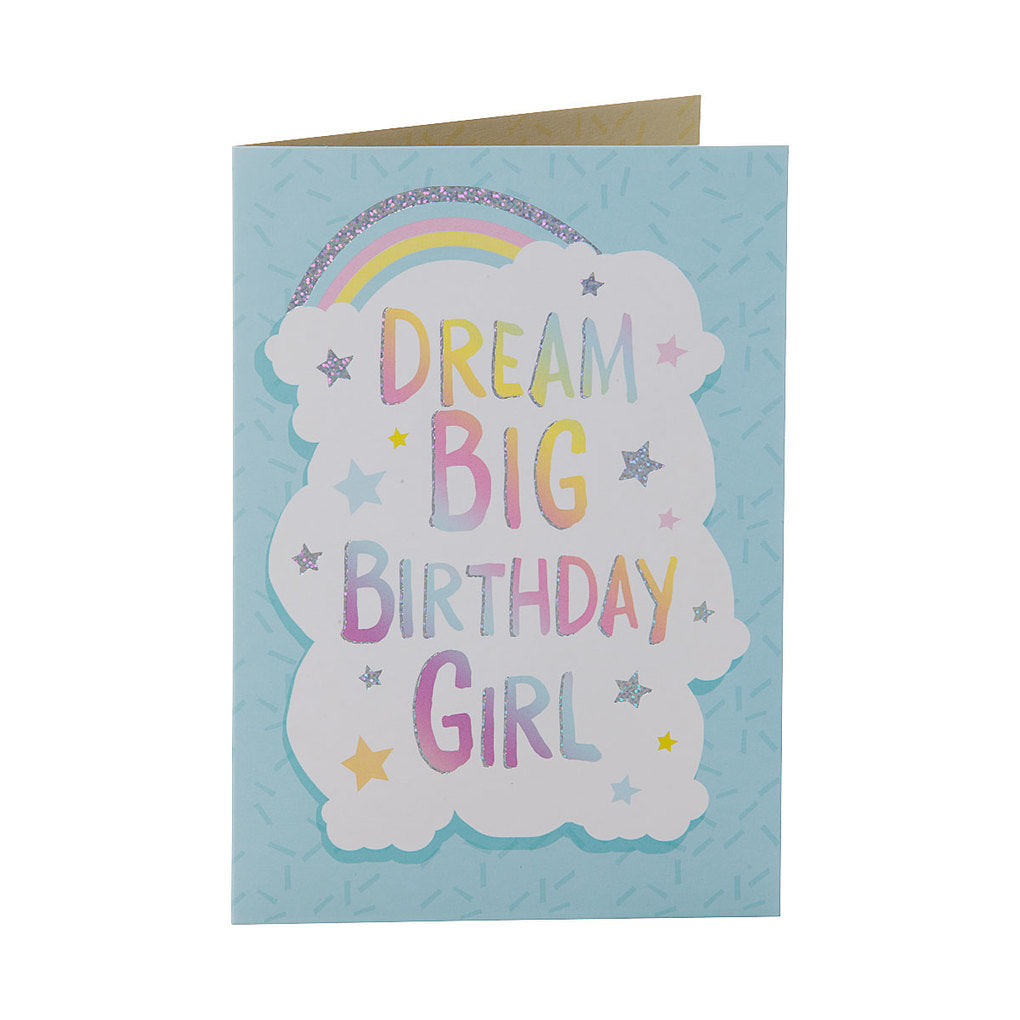 Cute Dream Big Birthday Girl Card