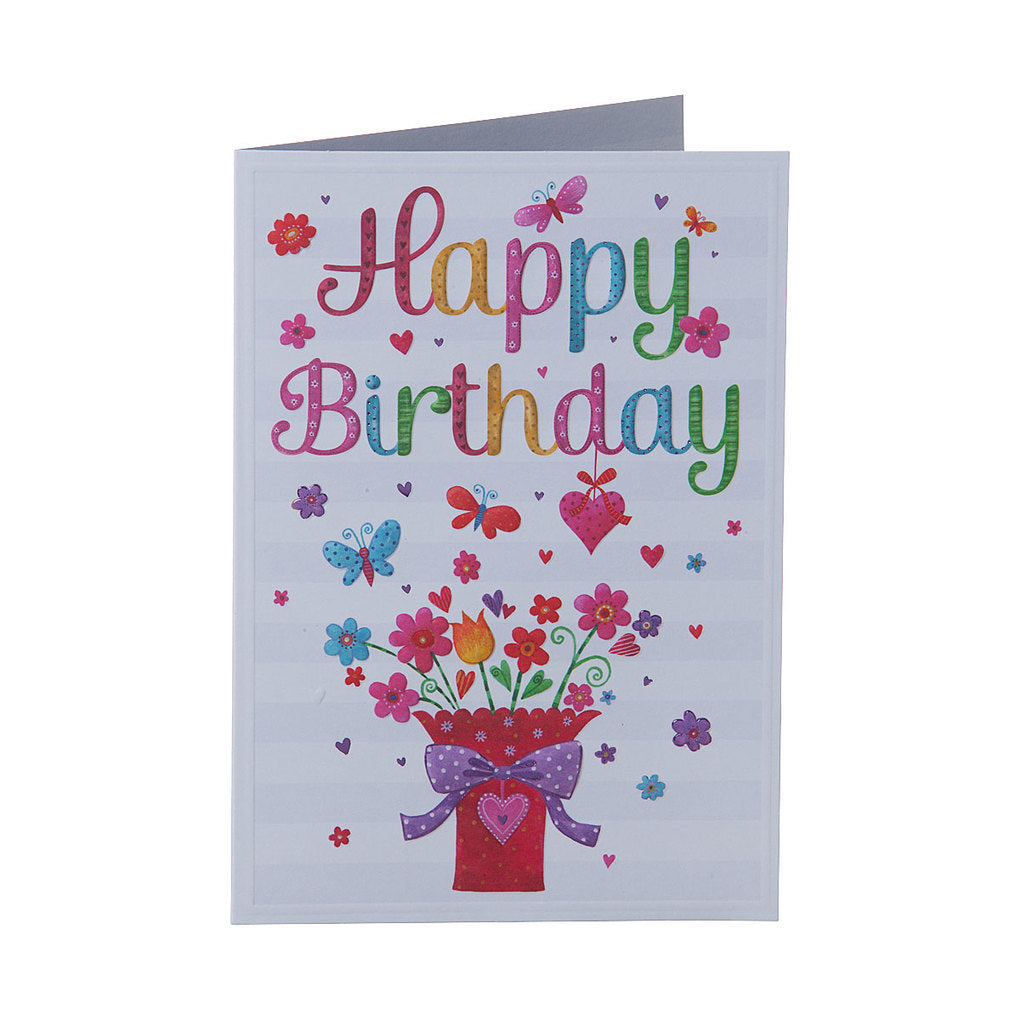 Traditional Flowers Happy Birthday Card