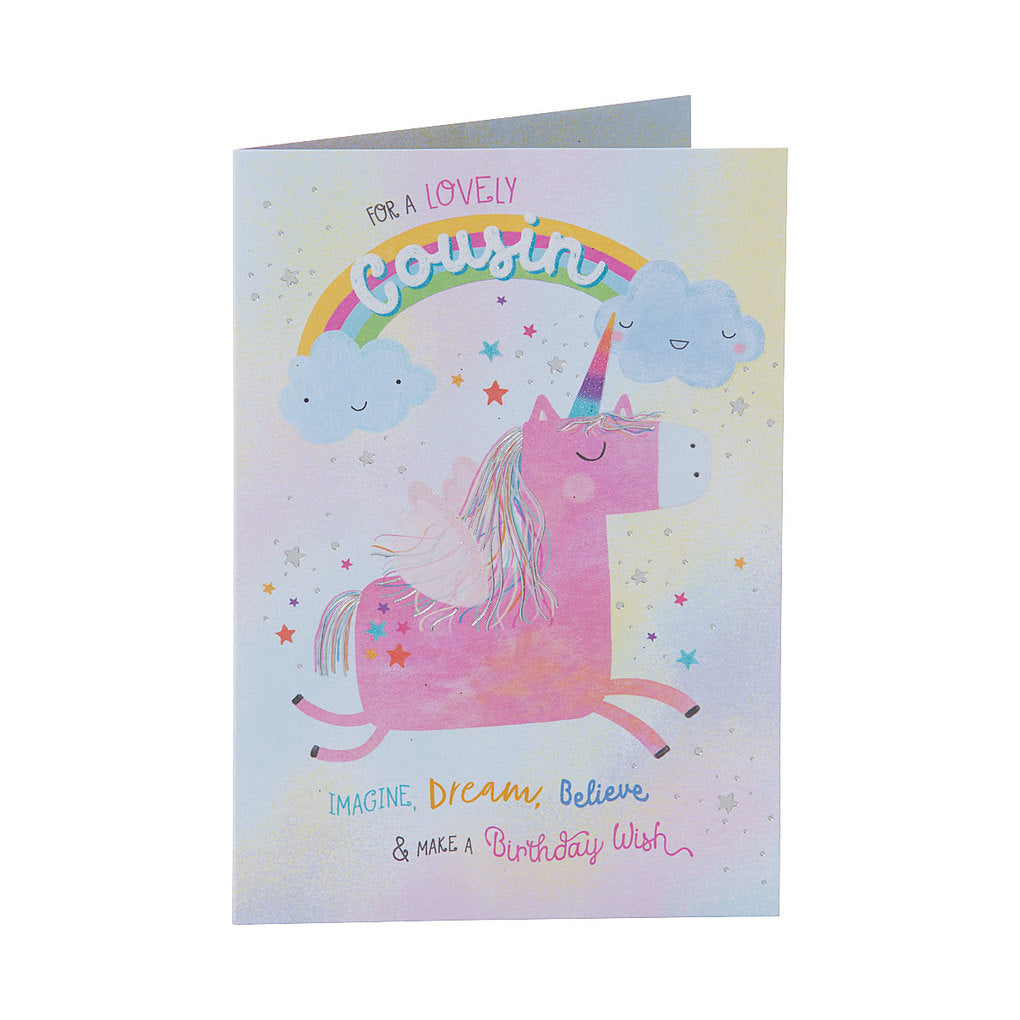 Cute Unicorn Cousin Birthday Card