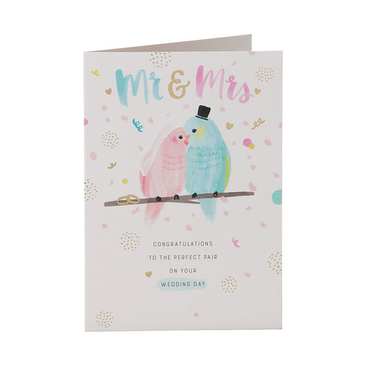 Cute Birds Mr & Mrs Wedding Day
