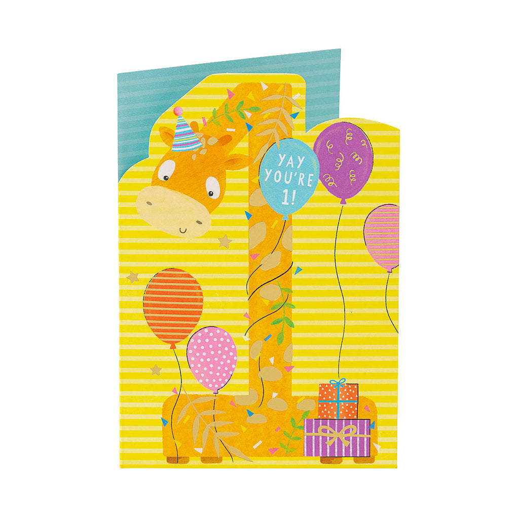 Cute Giraffe 1st Birthday Card