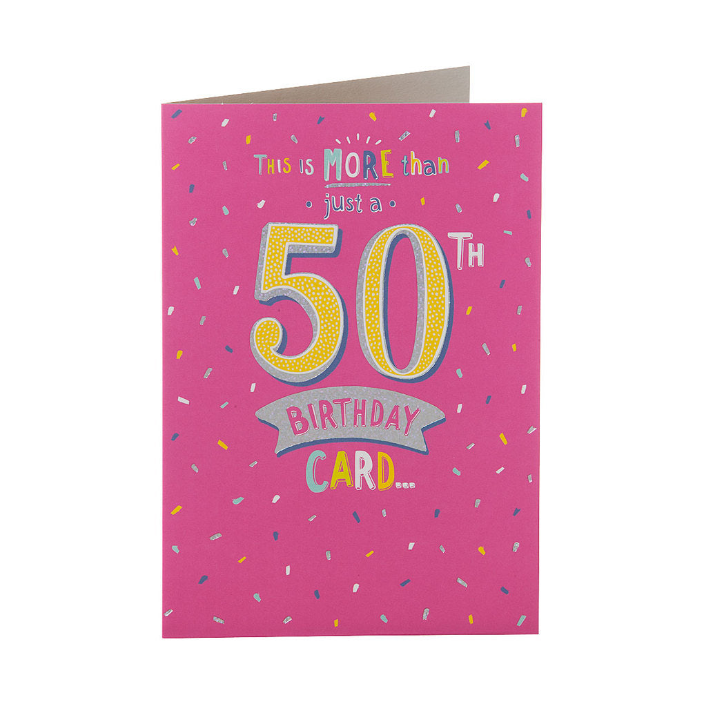 Traditional Pink 50thth Birthday Card