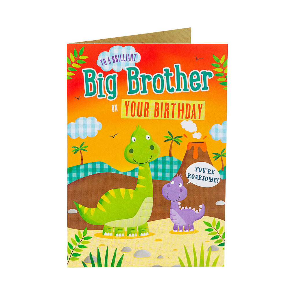 Cute Dinosaur Big Brother Birthday Card