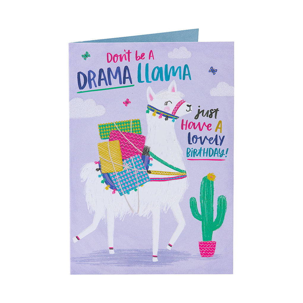Funny Drama Llama Birthday Card