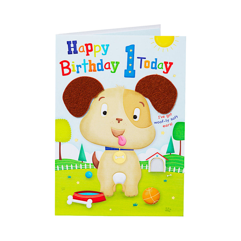 Cute Puppy 1st Birthday Card