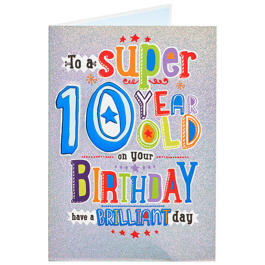 Traditional Super Boy 10th Birthday Card
