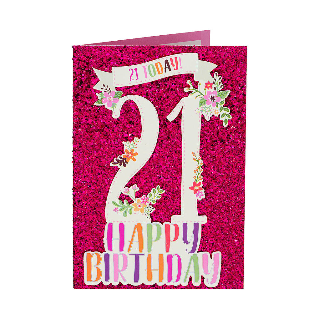 Cute Pink Female 21st Birthday Card