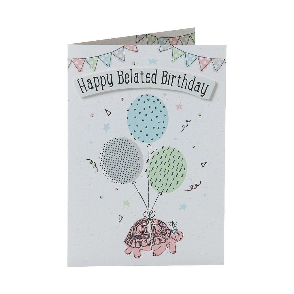 Traditional Belated Birthday Card Turtle
