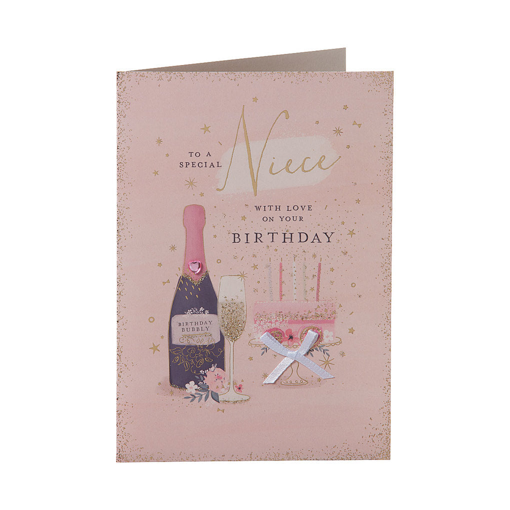 Traditional Pink Birthday Card Niece