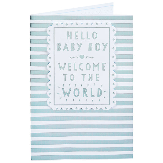 Traditional Hello Baby Boy Card