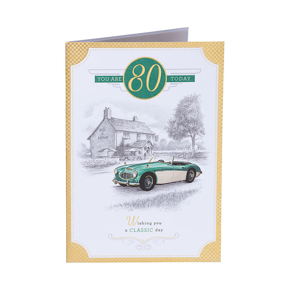 Traditional Car Male 80th Birthday Card