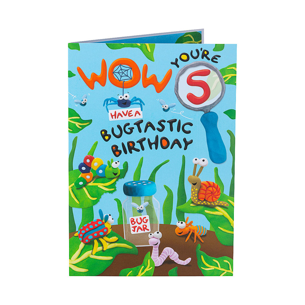 Cute Bugs Wow 5th Birthday Card