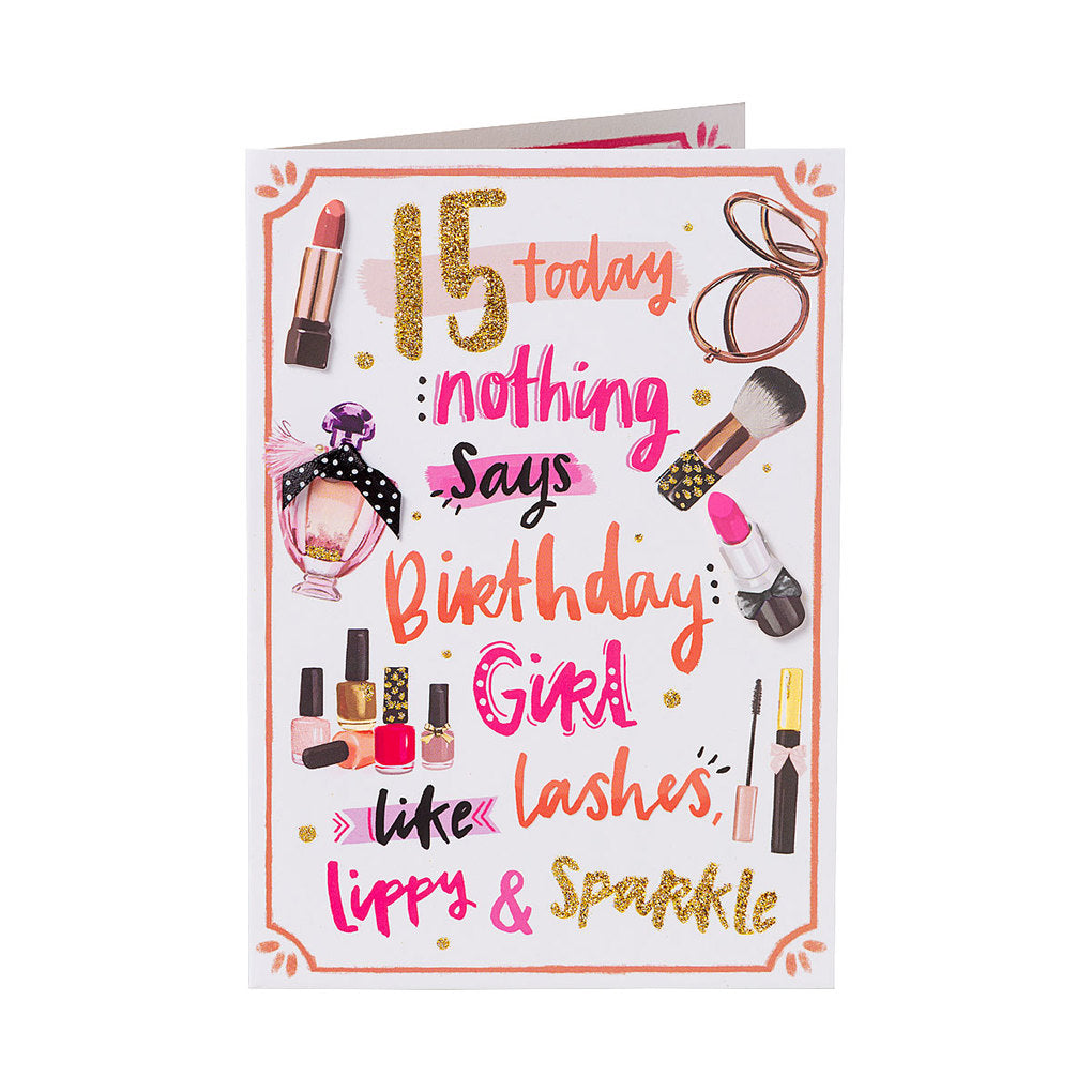 Cute Makeup Female 15th Birthday Card