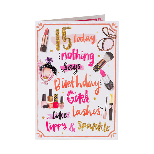 Cute Makeup Female 15th Birthday Card