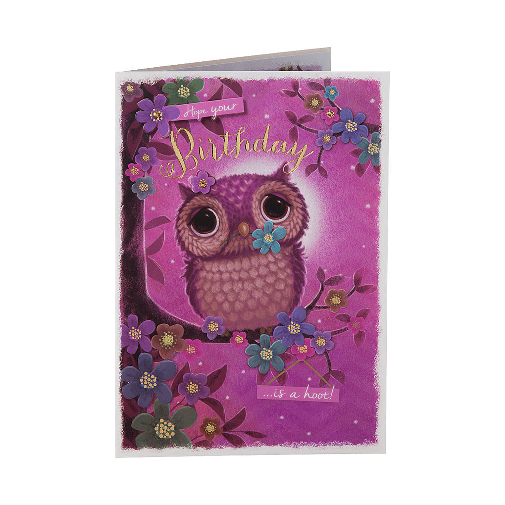 Cute Owl Hoot Birthday Card For Her