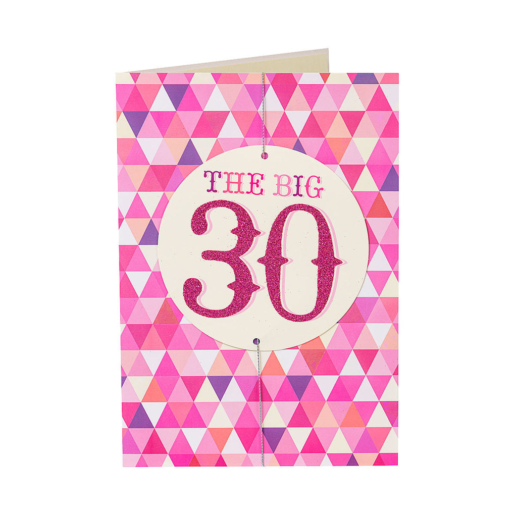 Traditional Pink 30th Birthday Card