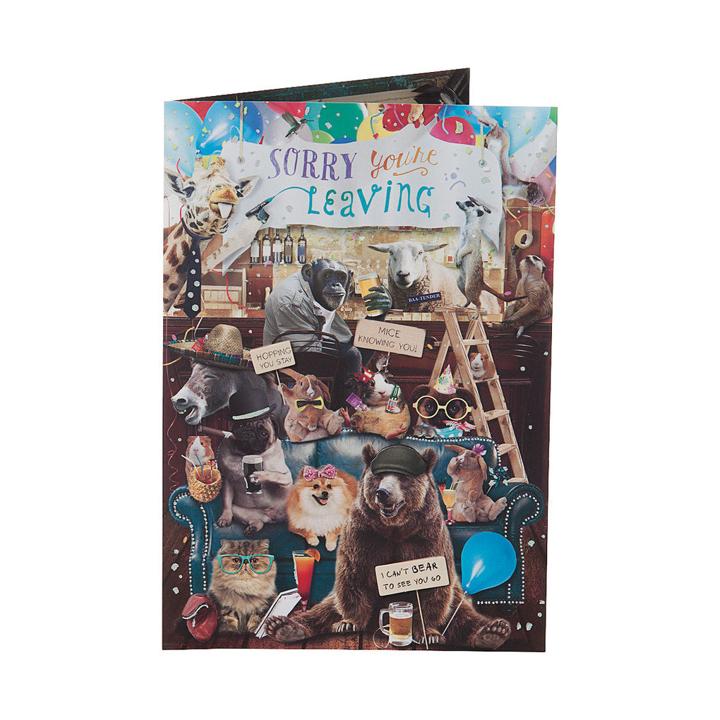 Funny Animals Sorry You're Leaving Card