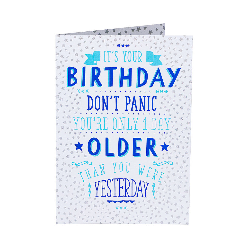 Traditional Don't Panic Birthday Card