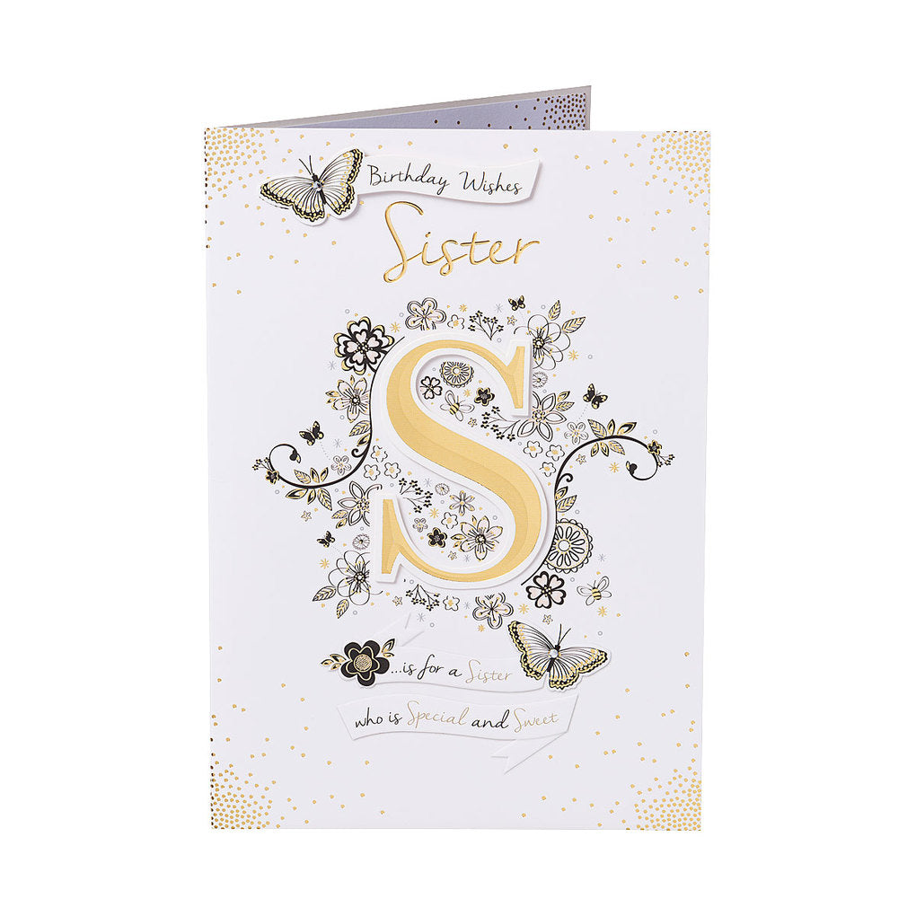 Traditional S Is Sister Birthday Card