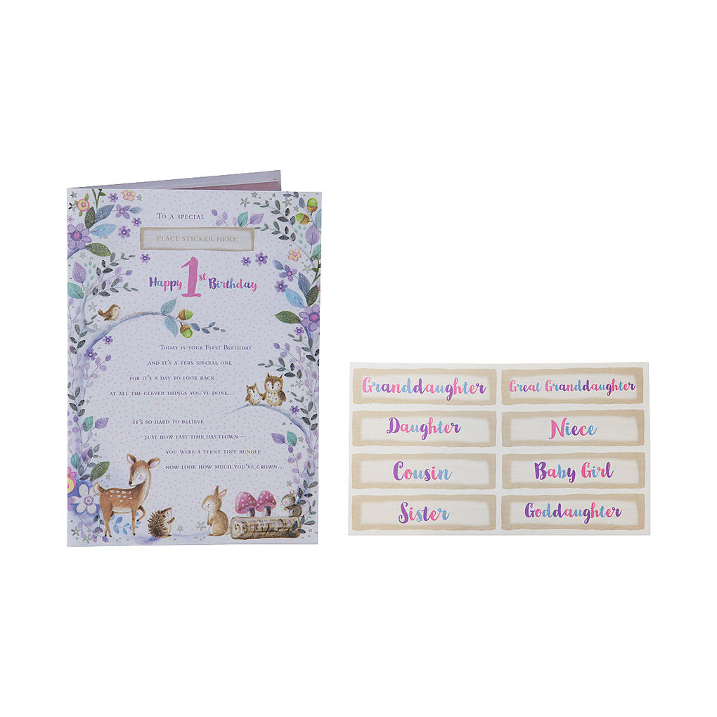 Traditional Female 1st Birthday Card