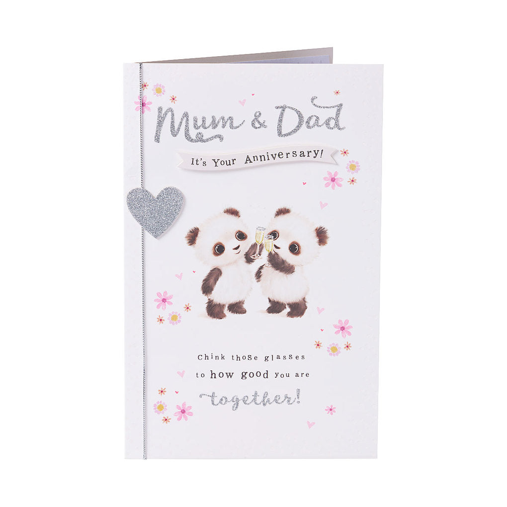 Cute Panda Anniversary Card Mum & Dad