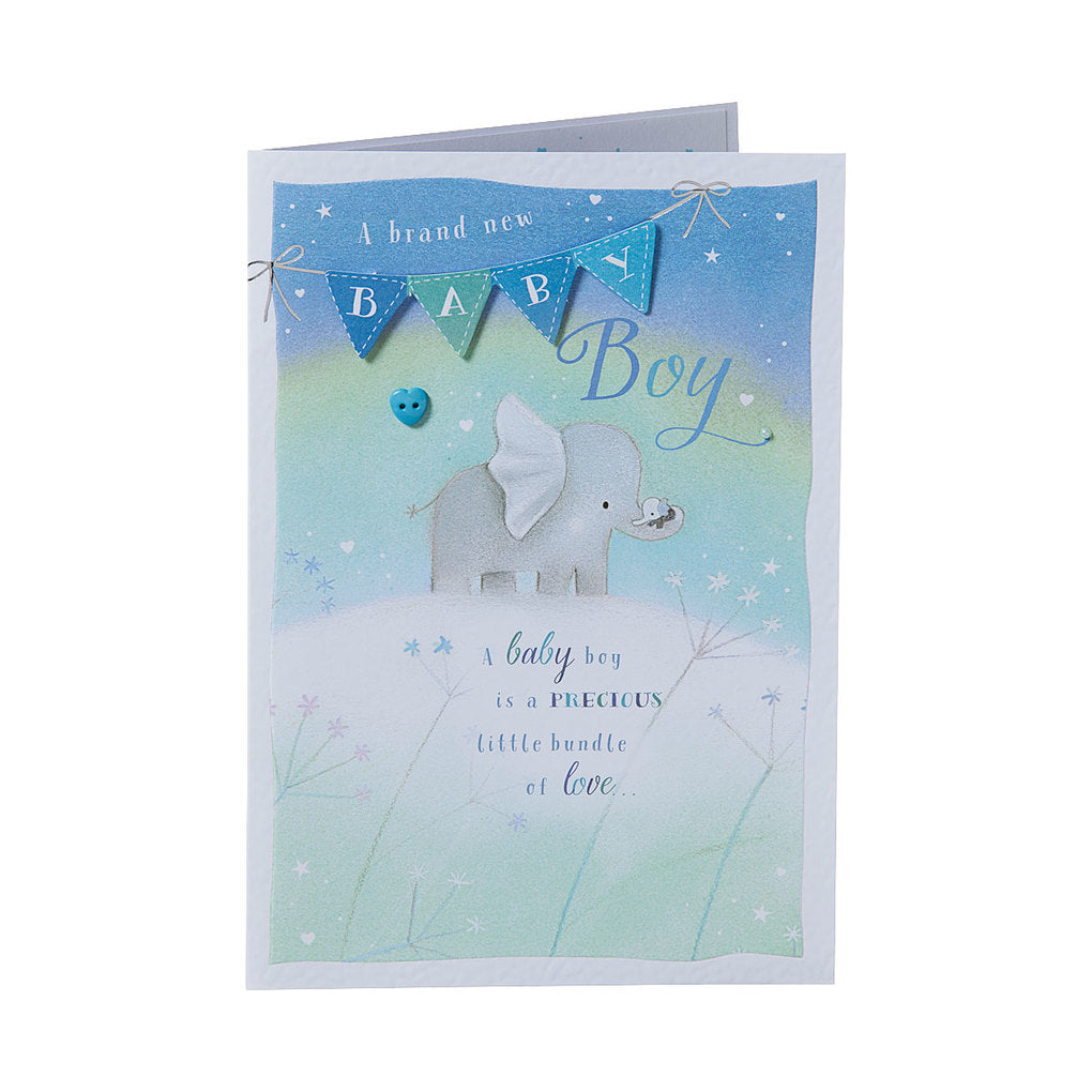 Cute Elephant New Baby Boy Card