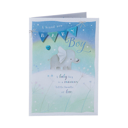Cute Elephant New Baby Boy Card