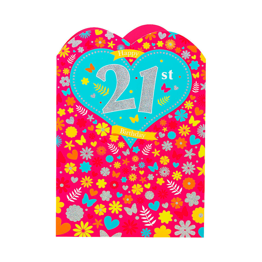 Traditional Heart 21st Birthday Card